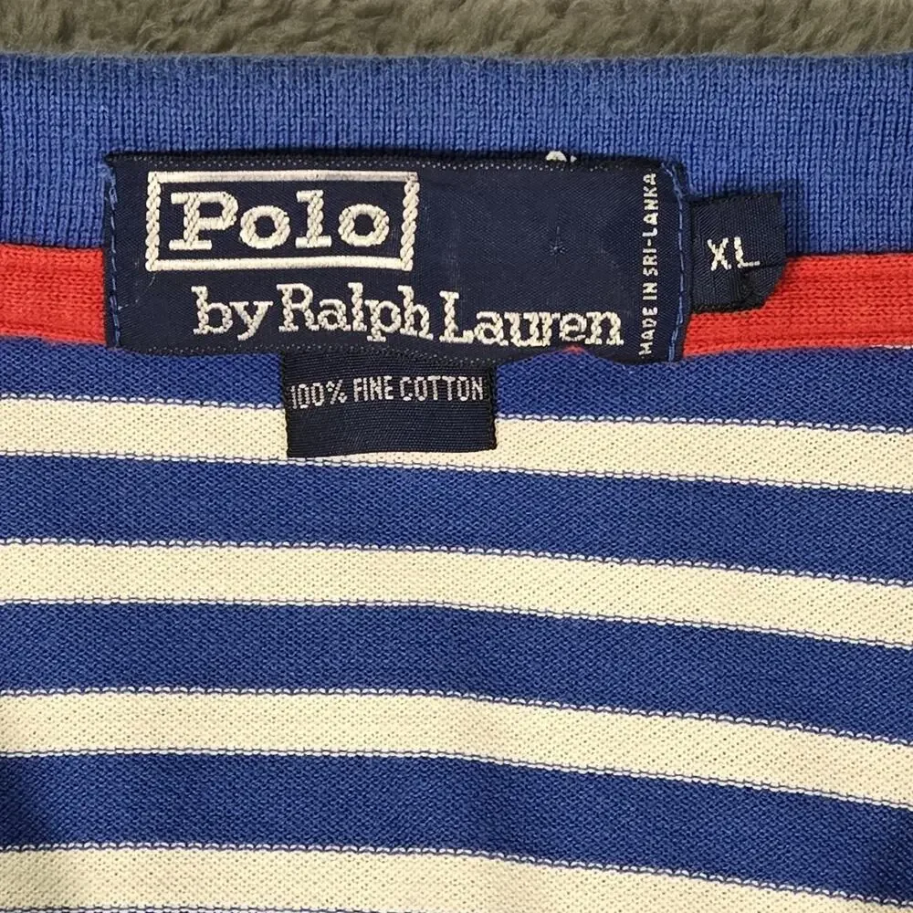 Polo Ralph Lauren Striped Short-Sleeve Polo Shirt Blue/ White Men’s XL